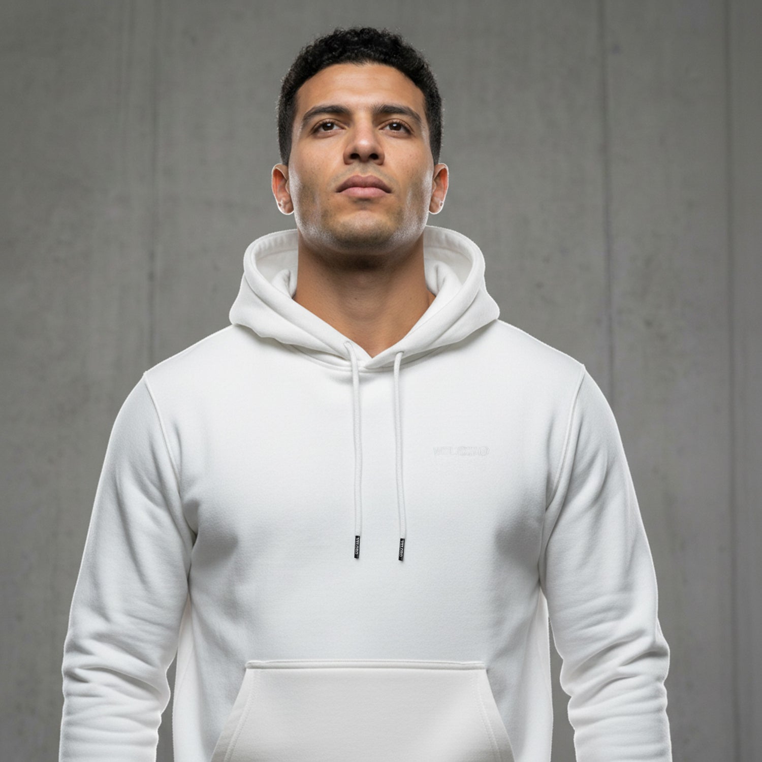 Veloro men's regular fit hoodie white front view