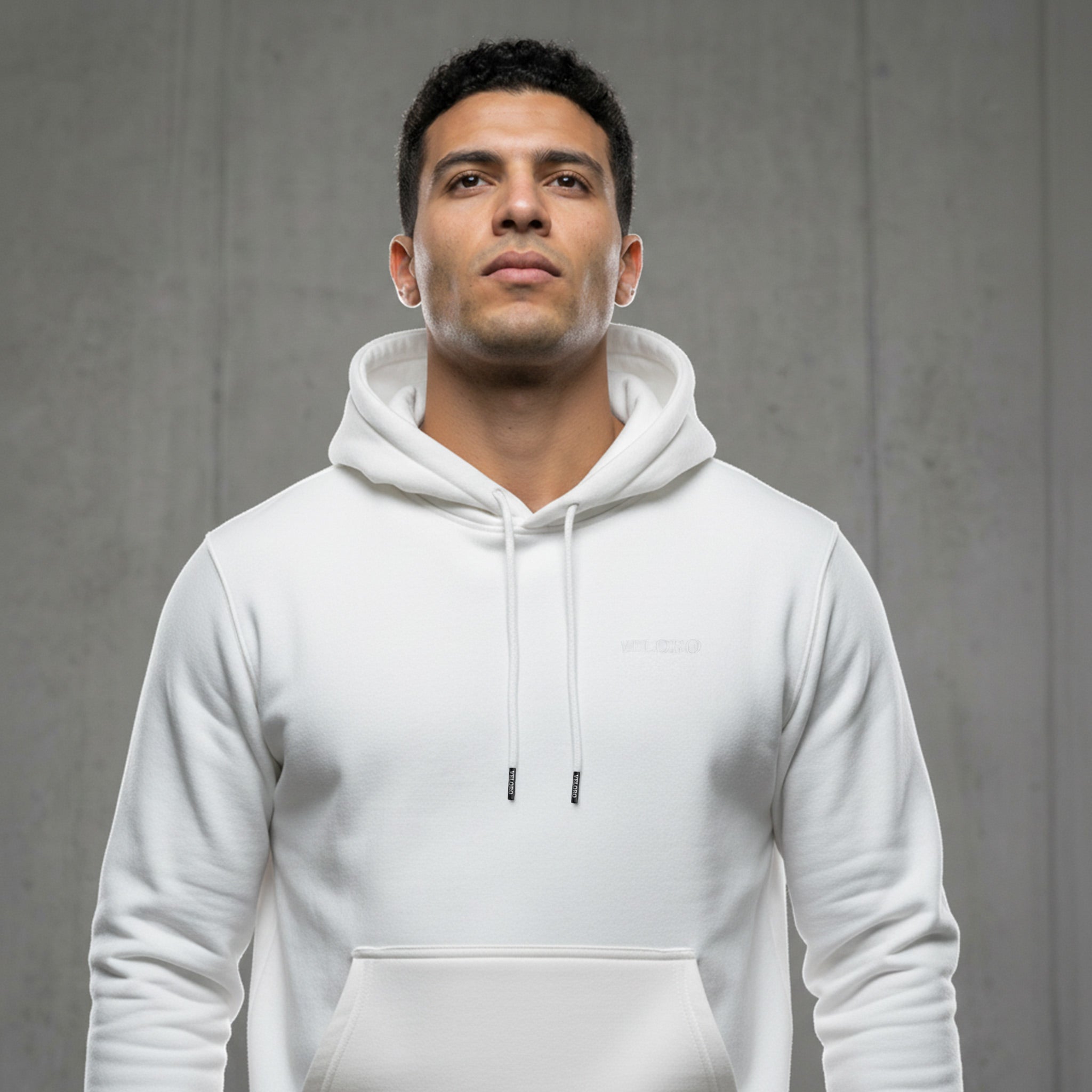 Veloro men's regular fit hoodie white front view